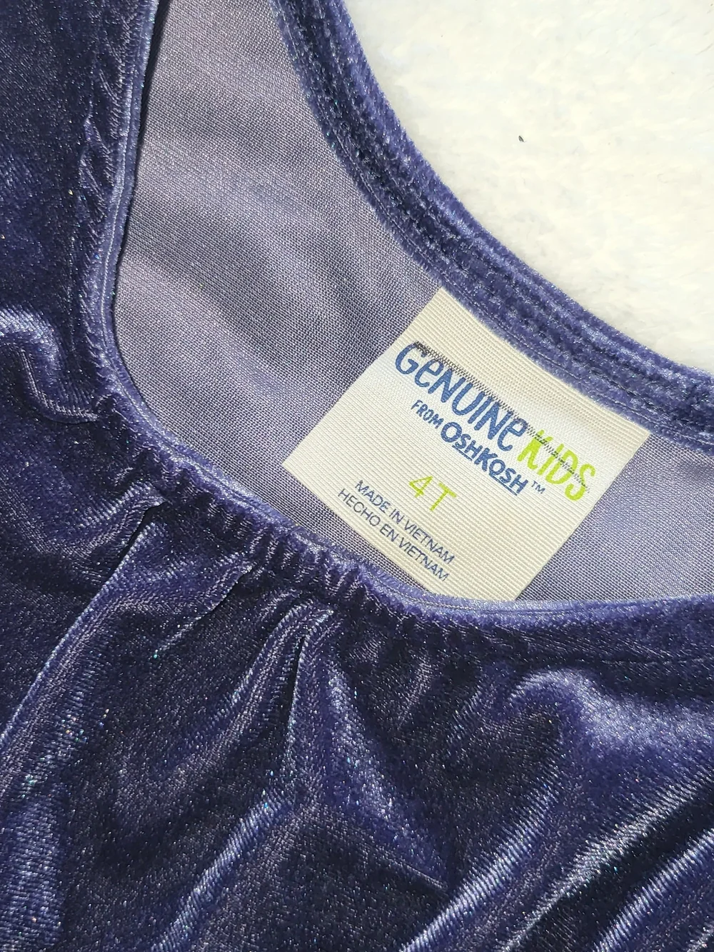 OshKosh B'gosh Girls Velvet Sleeveless Jumpsuit in Deep Purple with Bow